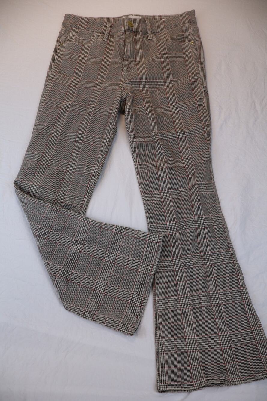 Frame Le Crop Mini Boot Trousers Pants Women's Gray Plaid Houndstooth Size 28